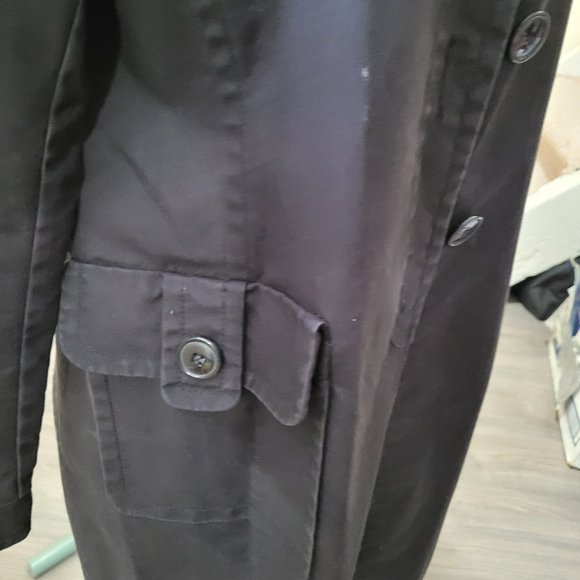 Nine west black trench coat long size L - Picture 6 of 9